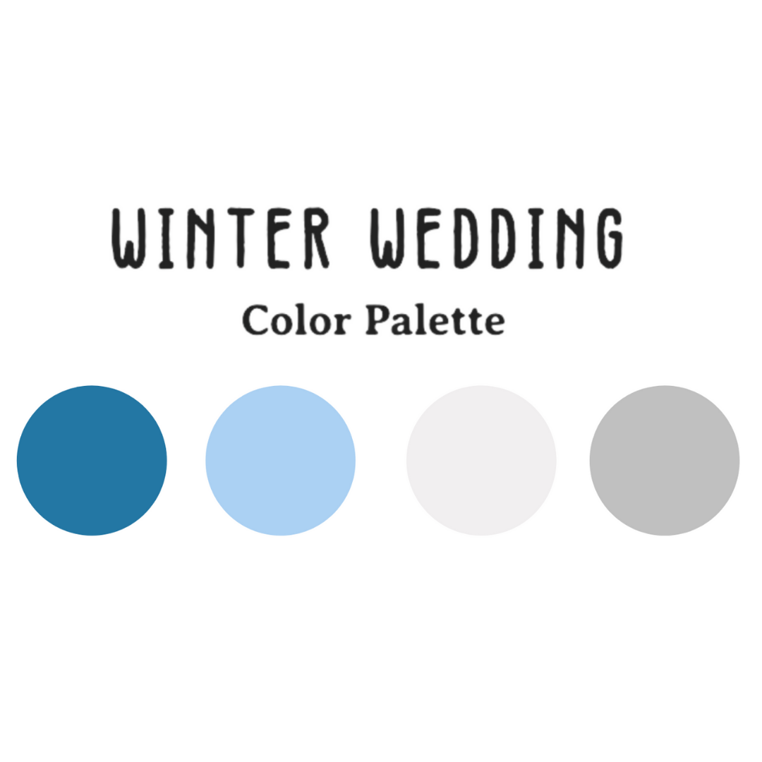 winter wedding color palette of frosty blues