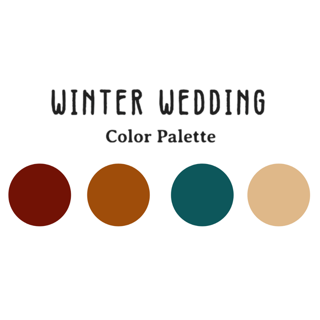 winter wedding color palette with warm browns and green